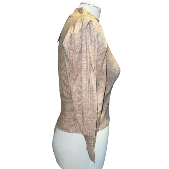Band of the Free NWT Mock Neck Ribbed Long Sleeve Sweater Sz L Womens Beige - Picture 8 of 11